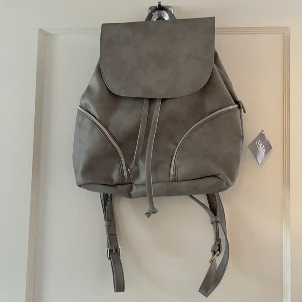 Rustic Gray Faux Leather Mid-size Backpack